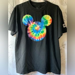 Neff Disney Collection TIE DYE Mickey Mouse Shirt Size Medium-Black Short Sleeve